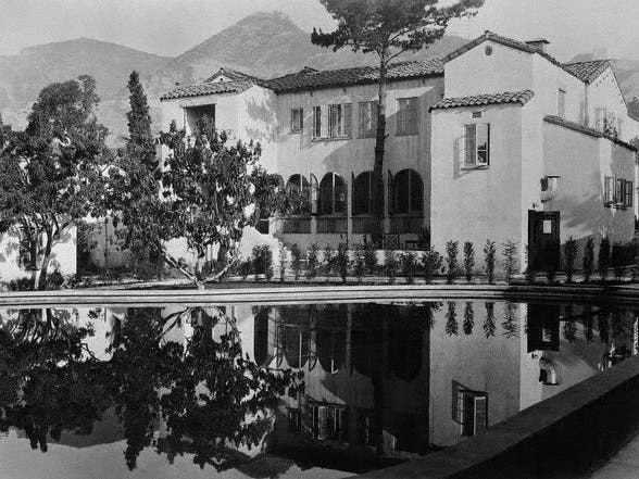 Main House and swimming pool at the Garden of Allah, circa 1940