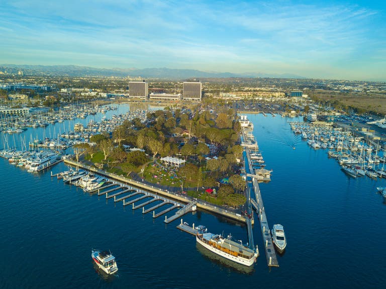 Aerial View of Burton Chace Park in Marina del Rey
