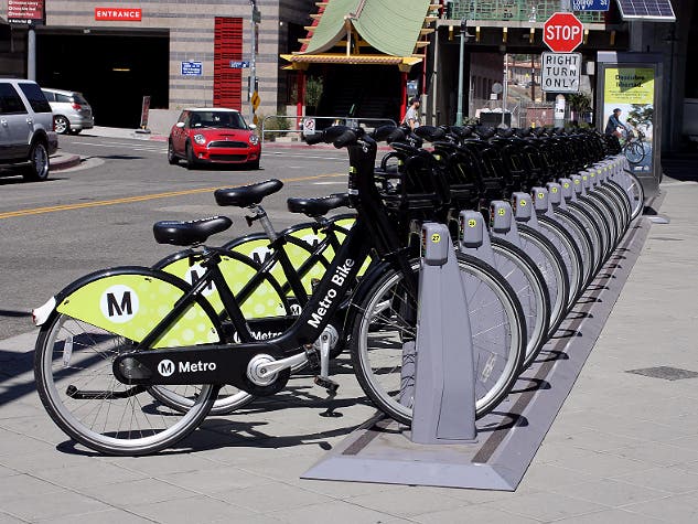 Metro Bike Share at the Gold Line Chinatown station | Photo: vtpoly, Flickr